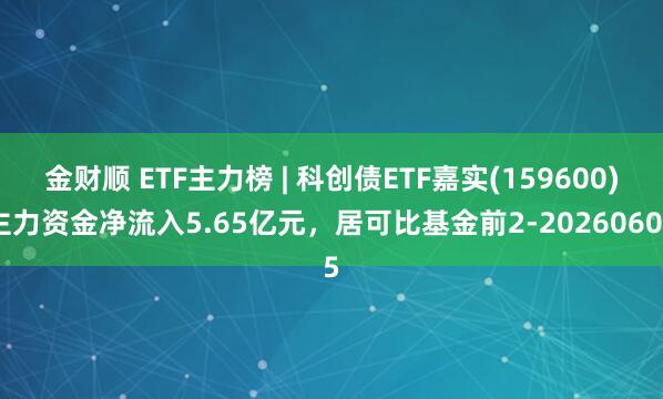 金财顺 ETF主力榜 | 科创债ETF嘉实(159600)主力资金净流入5.65亿元，居可比基金前2-20260605