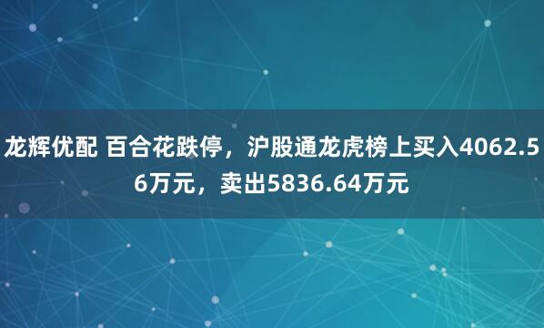 龙辉优配 百合花跌停，沪股通龙虎榜上买入4062.56万元，卖出5836.64万元